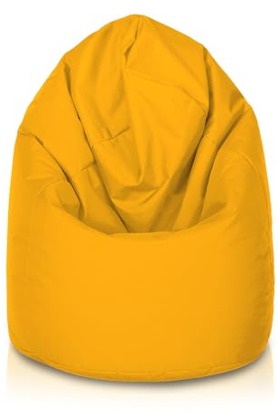 Bepouf - Pouf a Sacco Morbido in Poliestere con Imbottitura in Palline di Polistirolo, Poltrona a Sacco Adatta per Camera e Salotto - Dimensione Mega 135x85, Colore Giallo