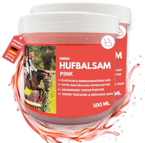 EMMA Huffett Pferde mit Lorbeeröl 2x500 ml Hufgel pink I Hufbalsam für Pferde gesunde Hufe I Huffett Pferde mit Pinsel auftragen gegen trockene Hufe & Strahlfäule Pferd Mittel I Huf Fett Strahlmittel