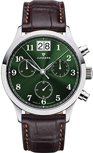 Junkers Tante JU Analog Quarz Uhr Lederarmband Saphirglas grün 9.23.01.06