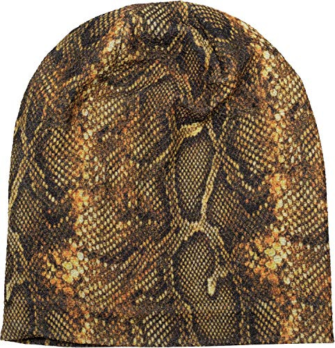styleBREAKER Damen Slouch Beanie Schlangen Muster Glitzer | Animal Print, 26 cm Bundweite, 29,5 cm Höhe. Elastisches Gewebe, dehnbar für bis zu 61 cm Kopfumfang.