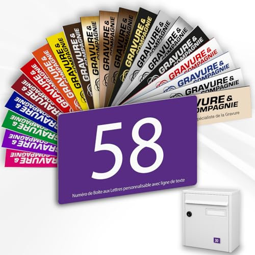 Letterbox Number – Adhesive PVC Engraved Plaque – Custom House/Mailbox Number SignLetterbox Number – Adhesive PVC Engraved Plaque – Custom House/Mailbox Number Sign - SMALL 5 x 3,5 cm (Purple)