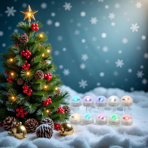 Afoosoo Weihnachten teelicht mit fernbedienung RGB Unterwasser LED Licht Multi Farbwechsel Flammenlose Runde CR2032 Batteriebetriebene Super Helle Weiße Warmweiße LED mit Fernbedienung (3CM RGBW)