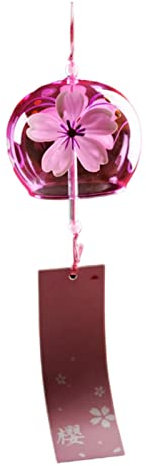 Yusheng Cloches à Vent japonaises, carillons éoliens romantiques en Cerisier, Style Japonais en Verre Fait à la Main pour Cadeau d'anniversaire, décorations d'intérieur ou d'extérieur, décoration