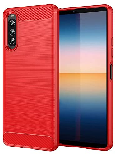 Topme Silikonhülle für Smartphone, Compatible with Sony Xperia 10 IV (6 Inches), [handyhülle im Gebürsteten Texturstil] - Rot