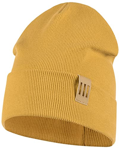 Beanie Mütze für Kinder & Herren Herbst und Winter, 50-52, Senfgelb