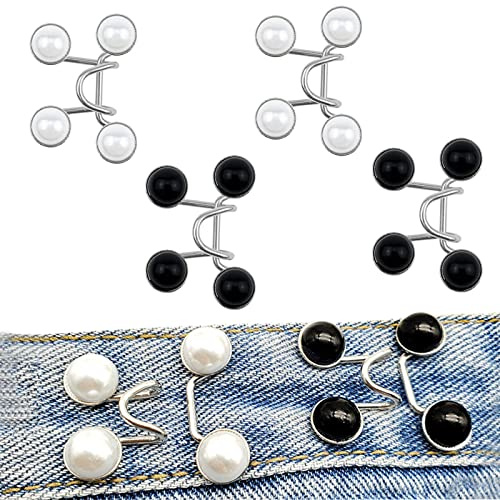 YIHECWY 4 Sets Waist Tightener for Trousers No Sewing Detachable Required Pant Buttons Adjustable Waist Buckle Extender Set Pins Jean Buttons Pins for Jeans Pants Dress Too Big