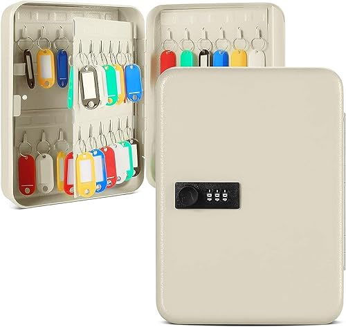 Combination Key Cabinet With 3-Digit Code - Wall Mount Lock Box With 48 Positions and 50 Tags for Safe Storage at Home, Office, Property, Garage, Hotel