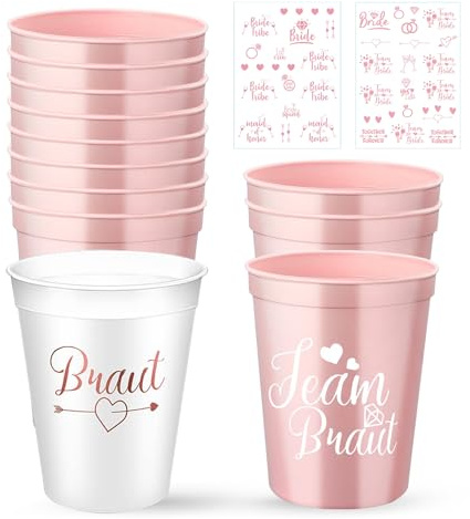 JurciCat 12 Stück braut und Team Braut Tassen JGA Tassen Junggesellenabschied frauen Jga accessoires frauen