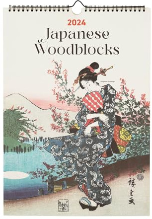Kokonote Kalender 2024 Wandkalender 2024 Japanese Woodblocks - Kalender 2024 Familienplaner 28 x 39,7 cm 12 Monate