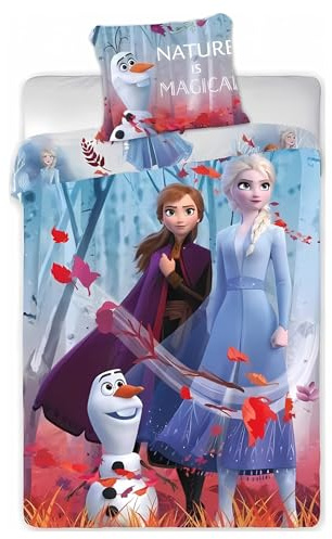 Bettwäsche Disney Frozen – 1 Bettbezug 140 x 200 cm + 1 Kissenbezug 63 x 63 cm (Bettwäsche Frozen – B)
