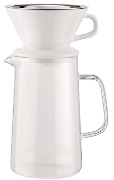 Alessi Slow coffee KT01S1 - Design Slow Coffee-Set Bestehend aus Kanne aus Pyrex-Glas, Filterhalter aus Porzellan und Netz-Filter aus Edelstahl 18/10