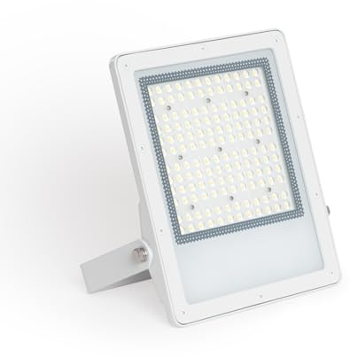 LEDKIA LIGHTING LED Fluter 100W Dimmbar TRIAC 170 lm/W IP65 ELEGANCE Slim PRO Weiss Für Garten, Terrasse, Patio, 3000K 60º Warmweiß