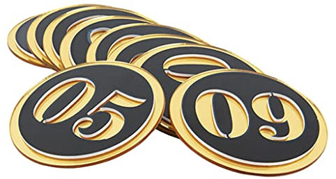 Golden Acrylic Number Digital Plate, Self-adhesive Number Sticker, Waterproof Serial Number Sticker, Office House Number Post (Color : Black+gold, Size : 31-40_20X20CM)