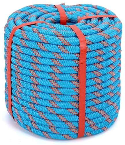 1/2 in x 150Ft Static Polyester Arborist Rope, ASTM F2116 Certified 9000Lbs MBS 48 Strands Bull Rope for Climbing Tree Swing Pulling Sailing