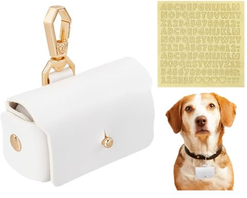 FINGERINSPIRE Dog Collar Ring Carrier Cushions, Faux Leather Pet Pillow Box, White Wedding Ring Storage Box with Alloy Clasps and