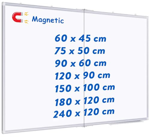 Maxtek Tableau Blanc Magnétique 150 x 100 cm, Grand Tableau Blanc Effaçable, Whiteboard des Deux Côtés avec Cadre en Aluminium et Accessoire, White Board Mural Deux Options de Montage pour le Bureau