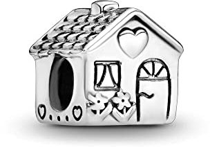 Lkwidi Femme CharmPetite maison Argent Sterling 925 Pendentif avec Zircon Cubique pour Bracelet