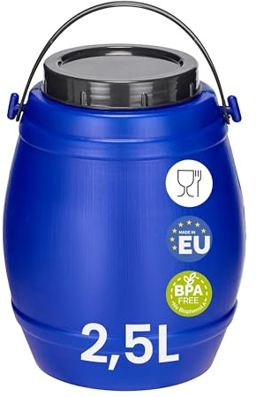 Garronda contenitore in plastica da 2,5 litri con coperchio, tanica acqua, piccolo bidone per acqua, scatola con coperchio perfetto per il trasporto sicuro e per la conservazione GD-0086, Blu