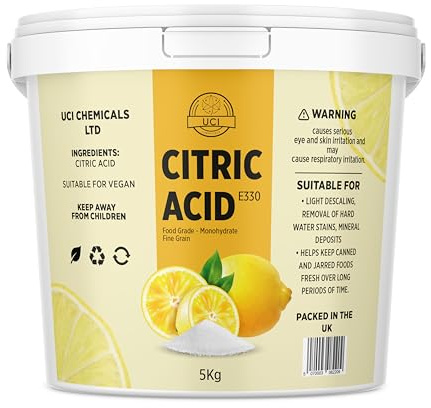 Citric Acid 5 Kg Bucket Food Grade Bath Bomb, Cleaning, Descaling and Food preserving 5 kg