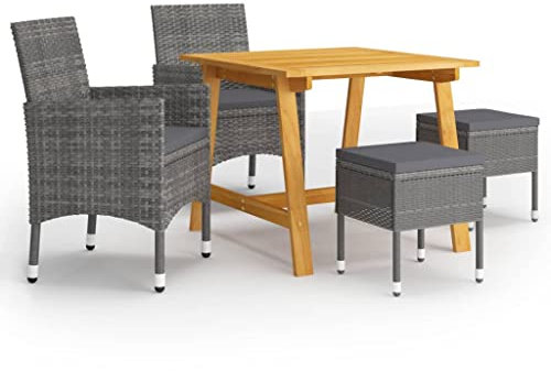 Fasba Gartenmöbel Set 5-TLG. Sitzgruppe Gartengarnitur Sitzgarnitur Gartenset Tisch Stühle Esstisch Gartentisch Gartenstuhl Gartensessel Grau