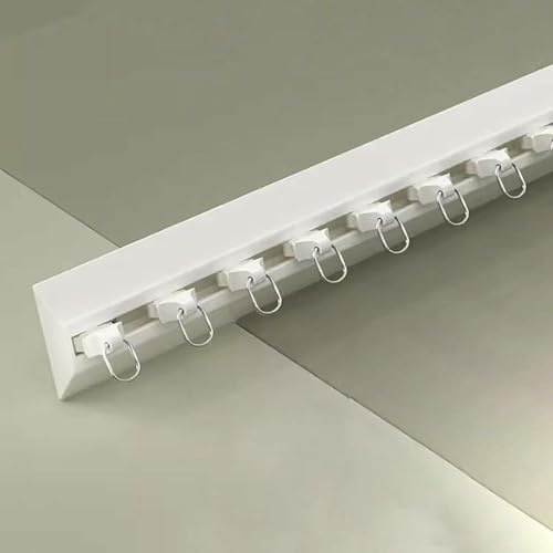 Riel de cortina de ducha con sistema de carril deslizante simple, 35 cm, 3,35 m, para sala de estar, 1,1 mm, cortinas ultrafinas, carril con poleas silenciosas (blanco, 3,35 m)