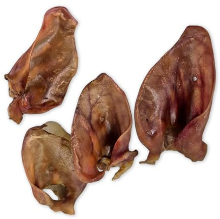 25 Stück getrocknete Schweineohren natürlicher Hundesnack, Kausnack, Hundefutter gesund und leicht verdaulich, ideal für Zahnpflege und Belohnung, 25 STK