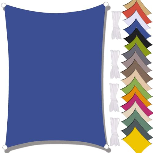 MAJINGC Vela Parasole Impermeabile Dell'ombrellone 3X4M Vela Ombreggiante, Resistente ai Raggi UV 95%, Vela Ombreggiante per Piscina, Giardino, Terrazza, Parco, Piscina，Campeggio Blu reale