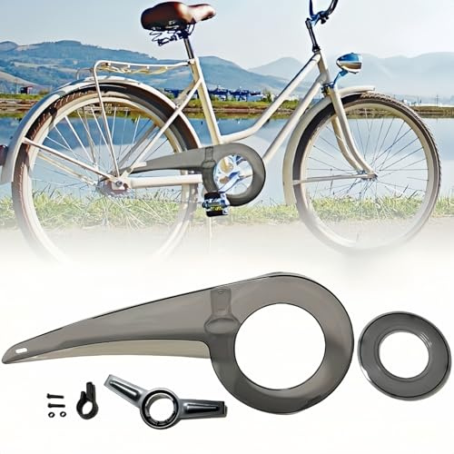 Kedjeskydd mountainbike, cykelkedjeskydd, hjulkedjor skydd kedjelåda, cykel kedjeskydd kedjeskydd cykel för 32–38T cykeltillbehör 48 x 18 cm (transparent svart)