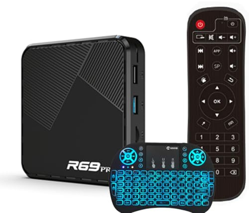 CHROX Android 14.0 TV Box, H728 Quad-Core 64Bit Cortex-A53 Supporto 8K 3D 2.4/5.0Ghz WiFi BT5.0 100/1000M Ethernet DLNA USB 3.0 H.265 con Mini Tastiera Wireless,4gb+64gb