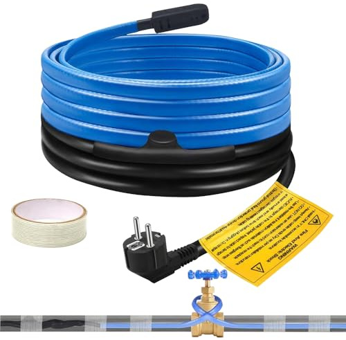 WDKXCN Cavo Scaldante Antigelo, 6M Cavo Riscaldante Autoregolante con Termostato Incorporato per Protezione di Tubi Acqua, Serpentina Riscaldante Filo Cavi Termici per Tubi Domestici Piante Grondaie