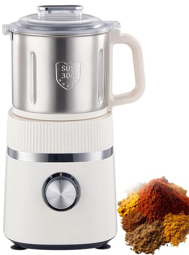 Machine de moulin à épices professionnelle, 304 lames en acier inoxydable et protection thermique, broyage multi-texture pour herbes/noix/grains