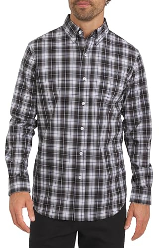 Chaps Men's Classic Fit Long Sleeve Button Down Stretch Poplin Casual Shirt, Asphalt, XX-Large