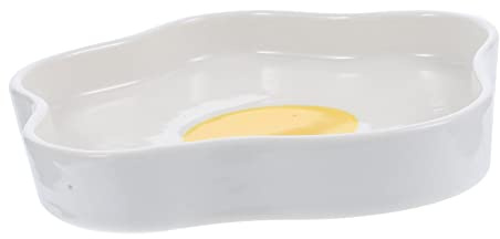 iplusmile Irregular Ceramic Egg Shaped Plate Creative Serving Dish for Salads Desserts Jewelry Display Sturdy Smooth Food Bowl for Casual Dining and Photo Props