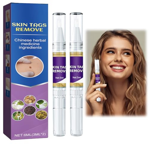 OIXYAZ 2 Pezzi Penna a Sfera liquida per verruche,Rimozione di verruche,Rimuovi segni di Pelle,Rimuovi Le verruche del Collo e del Viso,Rimozione Rapida e sicura di Etichette e Pois,Skin Tag Remover