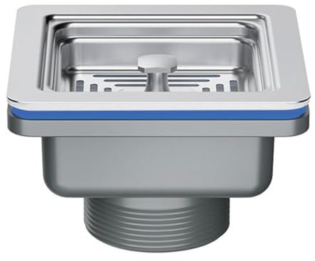 WIIYENA Desagüe cuadrado para fregadero de cocina, filtro de acero inoxidable y diseño de elevación, soporte de ducha, montaje en pared, cabezal rociador, color negro