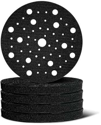 WOTAHI 6 Inch (150 mm) 5-Piece Orbital Sander Interface Pads | 53 Holes Hook and Loop Interface Buffer Pads, Soft Foam Sanding Pads for Orbital Sander
