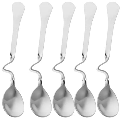 Warmhm 5pièces Cuillères Suspendues Acier Inoxydable S-courbées Pour Café Thé Miel Dessert Cuillères Originales Créatives Avec Manches Incurvés Adaptées Cuisine Et Service