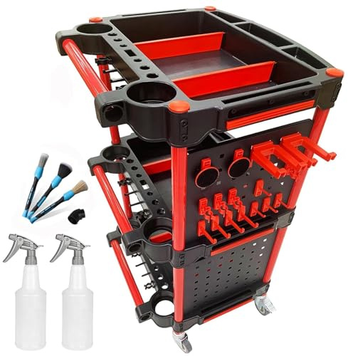 Utility Cart,Auto Detailing Tool Cart with 2 Tool Hanging Board