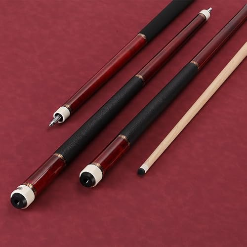 Teekerwang Taco de billar de arce canadiense clásico, color rojo vino, gris, envoltura de cuero de vaca, punta de 12,5 mm, 567.0 g, taco de billar profesional, para adultos/principiantes/jugadores