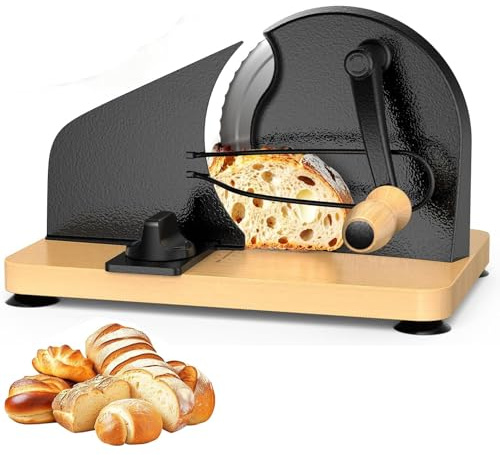 Professionell Brödskärare, Justerbar Tjocklek Med Handvev, Metallguide Och Sugkopp, Perfekt För Surdegs- Och Hembakat Bröd
