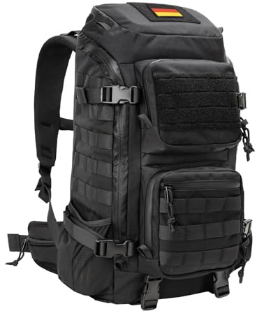 Jueachy Rucksack Herren Schwarz 30L: Molle Taktische Wanderrucksack 180° Geöffnet Einfacher Zugriff Militär Laptop Rucksack Outdoor Trekkingrucksack Arbeitsrucksack für Assault Fitnessstudio Arbeit