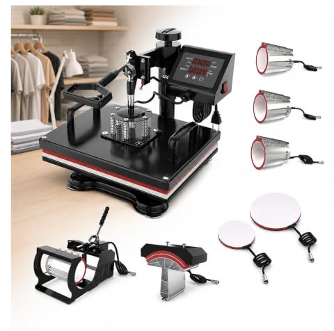 Machine de presse à chaud par sublimation 8 en 1, 110V-220V, manuelle | Construit comme équipement auxiliaire de traitement de vêtements durable for une utilisation quotidienne fiable.