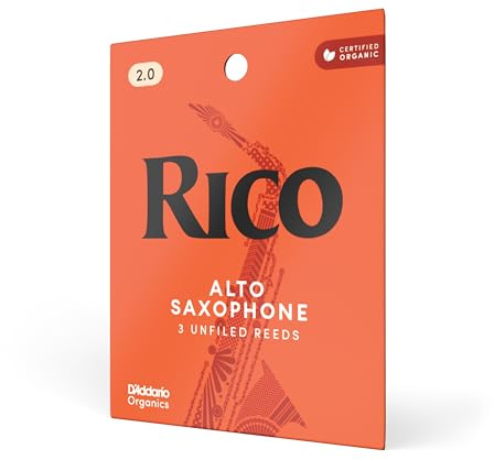 Rico Organic Altsaxophonblätter, Stärke 2.0, 3er Pack | Rico Organic Altsaxophonblätter bieten gleichmäßige Ansprache, leichte Spielbarkeit, warmen Klang und zuverlässige Leistung.