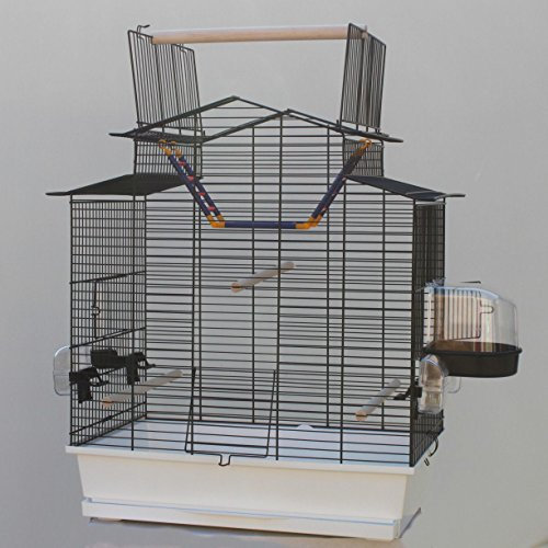Weißer Vogelkäfig IZA III Cabrio Wellensittichkäfig,Exotenkäfig,Vogelkäfig Vogelbauer Wellensittich Kanarien Voliere Vogelhaus Käfig incl. Badehaus und Trinkröhrchen …