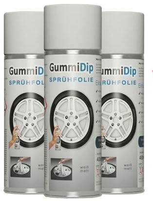 Gummi Dip Sprühfolie 12000003 Flüssiggummi Spray 3er Set, 3x400 ml, Weiss matt