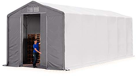 Lagerzelt Zelthalle 6x12 m mit Schiebetor - durchgehende robuste PRIMEtex PVC Plane 2300 N - Wasserdicht 4m Seitenhöhe
