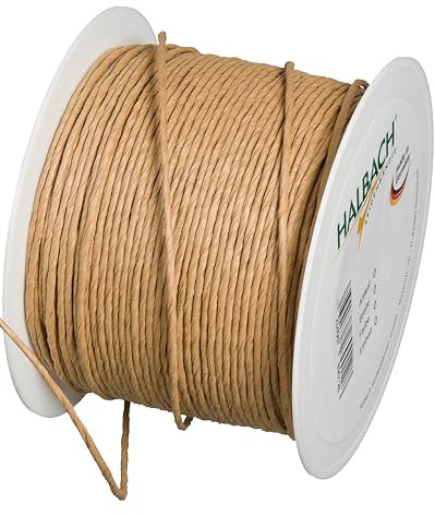 Halbach Papierdraht aus Recyclingpapier, 2 mm x 100 m, Natur | Recycelte Papierkordel mit Drahtseele, Made in Germany geeignet für Floristik, Dekoration und kreative Bastelideen