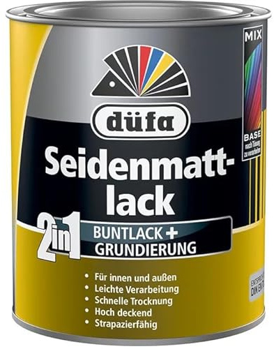 düfa 2in1 Seidenmattlack RAL 9001 Cremeweiß 750ml beige matt Lack + Grundierung │ für Innen- und Außenbereich