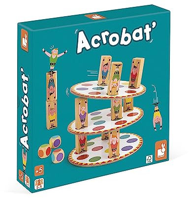 Janod - Gioco Di Abilità Acrobat, Gioco Di Abilità e Strategia, Giochi Di Società per Bambini, per Lo Sviluppo Della Contrazione e Della Motricità Fine - Da 2 Giocatori, Da 5 Anni in su, J02757