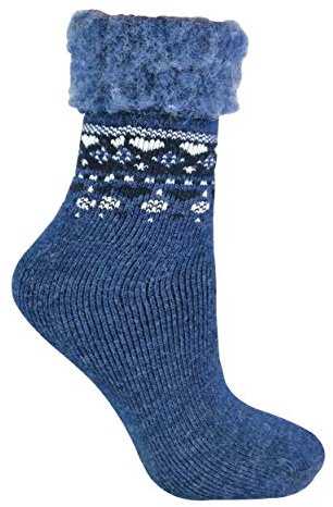 Sock Snob Donna invernali lana fantasia norvegese disegni calze da casa (37/42, 13 Denim)